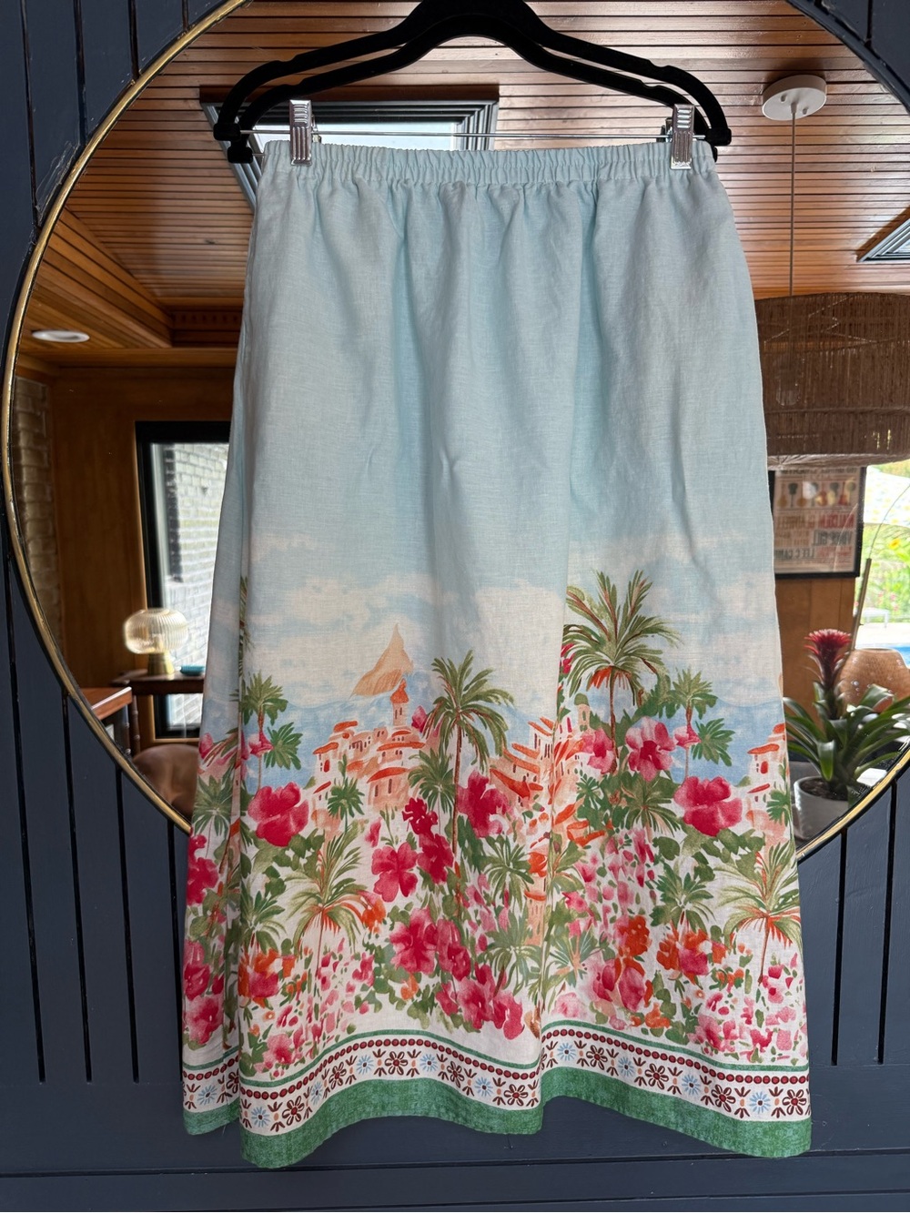 Calypso St. Barth Light Blue Floral Midi Skirt